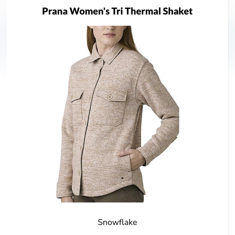 Prana Tri-Thermal Womens S Knit Jacket Shacket Button Polartec Fleece Pockets